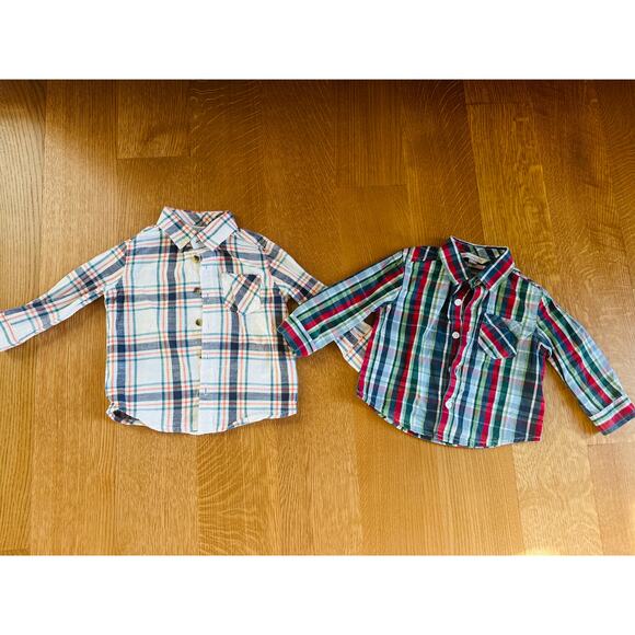 Lot of 2 Ruffle/Rugged Butts Plaid Button Down Shirts 18-24 Months - Picture 1 of 3